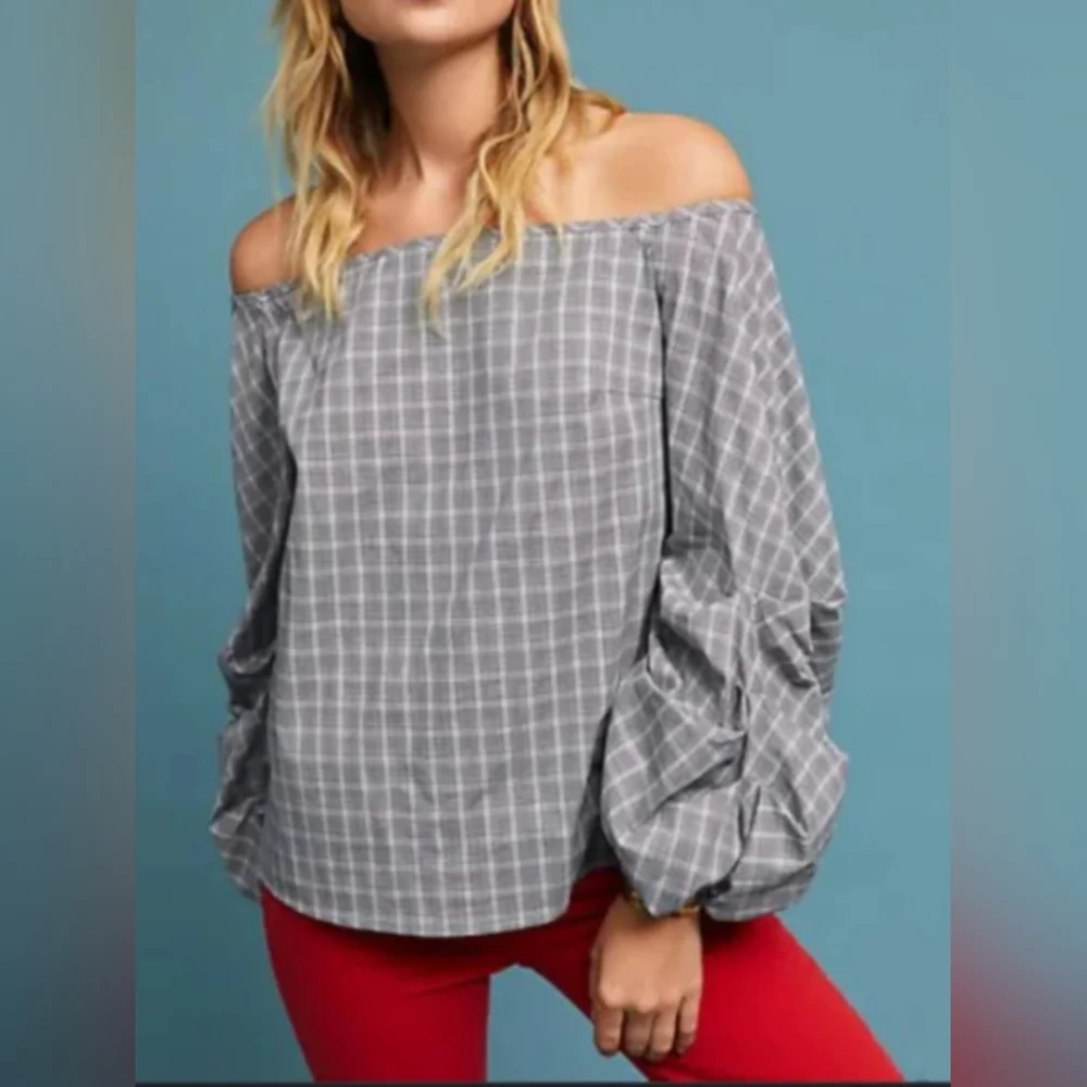 🖤HP! Anthropologie | Statement Sleeves Off Shoulder Top XS